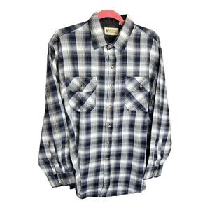 NEW NWT Northwest Territory Flannel Shirt Mens L Gray Blue Plaid Long Sleeve